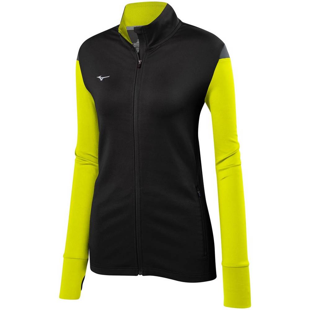 Damske Bundy Mizuno Horizon Full Zip Volejbalove Čierne/Citrón Vypredaj BSOC29307